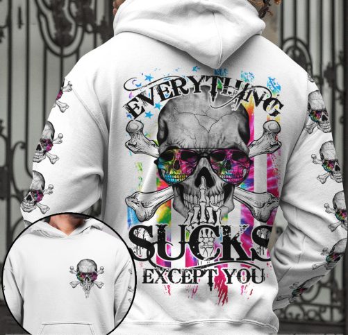 Skull Couple All Over Hoodie Everything Sucks Except You 1