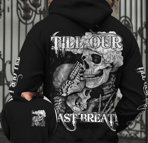 Skull Couple All Over Hoodie From Our First Kiss Till Our Last Breath Butterfly 1
