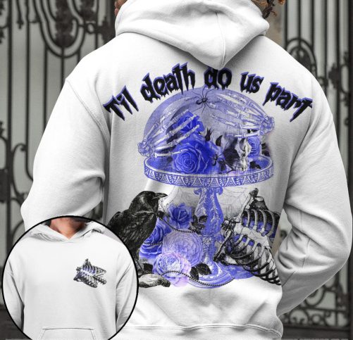 Skull Couple All Over Hoodie Till Death Do Us Part 1