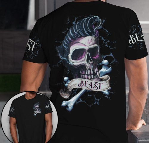 Skull Couple All Over T Shirts Beauty Beast 1