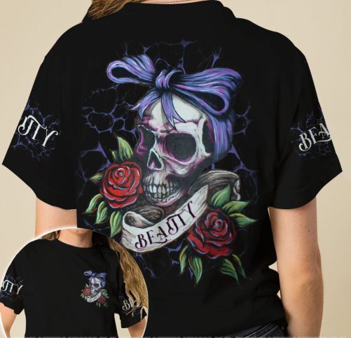 Skull Couple All Over T Shirts Beauty Beast 2