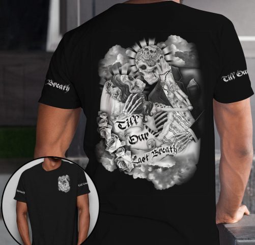 Skull Couple All Over T Shirts From Our First Kiss Till Our Last Breath 2