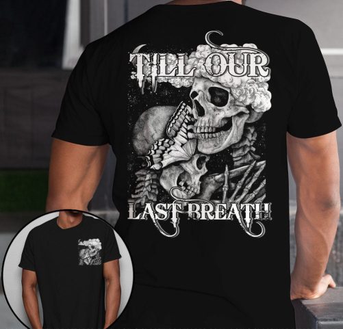 Skull Couple All Over T Shirts From Our First Kiss Till Our Last Breath Butterfly 1