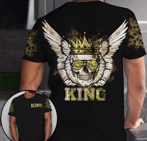 Skull Couple All Over T Shirts King Queen Wings 1