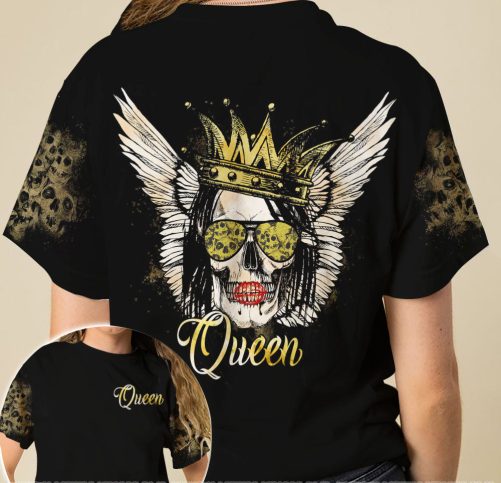 Skull Couple All Over T Shirts King Queen Wings 2