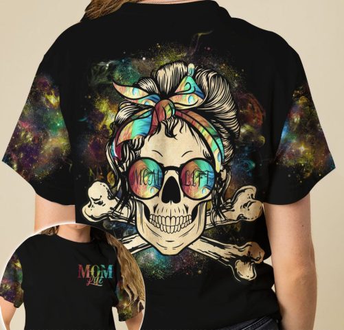 Skull Couple All Over T Shirts Mom Life Dad Life 1