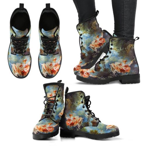 The Swing by Jean Honore Fragonard Women's Vegan leather Combat Boots 1