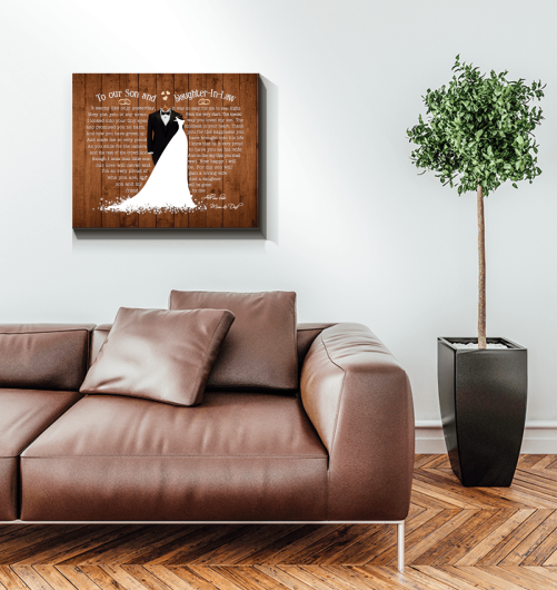 To Son And Daughter In Law Canvas From Dad Mom Wedding's Gift 2