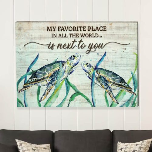Turtle Couple Canvas My Favorite Place In The World Is Next To You (2)