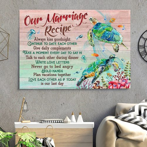 Turtle Couple Canvas Our Marriage Recipe (2)