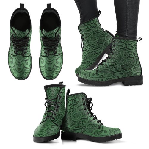 Vintage Mandala Ceilings in Killarney Vegan Leather Combat Boots for Women's 1