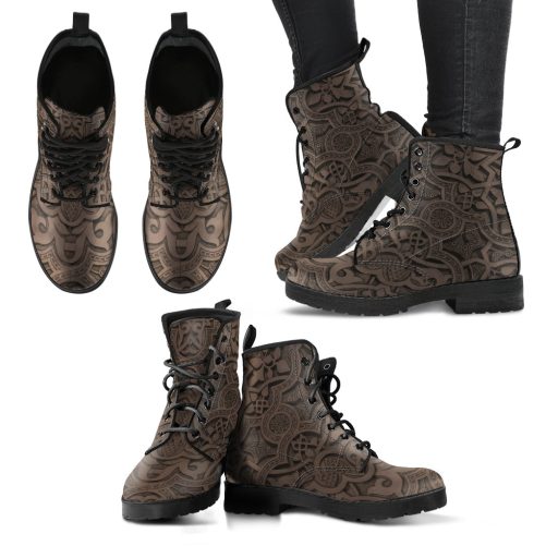 Vintage Mandala Ceilings in Quincy   Women's Vegan Leather Combat Boots 1