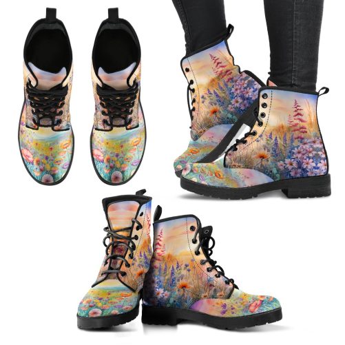 Wildflower Meadow Women's Vegan Leather Combat boots 1