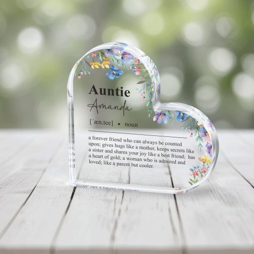 Auntie Gift from Nephew, Custom Gift for Aunt heart plaque