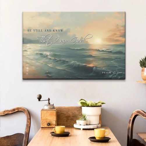 Be Still and Know, Seascape, Psalm Wall Art Canvas Print 2