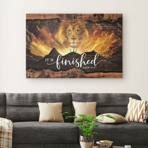 It Is Finished Wall Art, John Jesus Lion Easter Wall Art Canvas