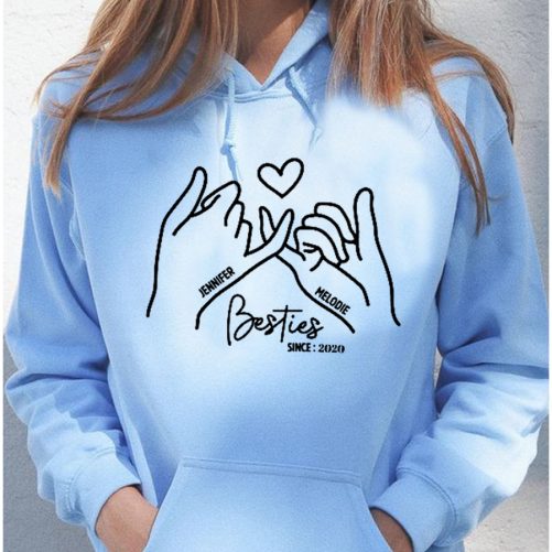Matching Bestie Hoodie Bestie Hands Custom Name And Year Design   Gift For Bestie 2
