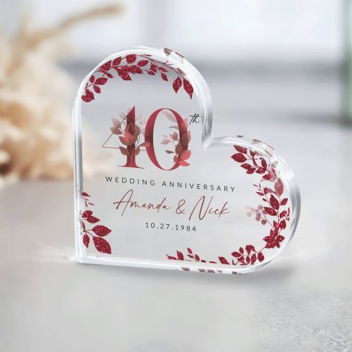Personalized 40th Anniversary Gift, Ruby Anniversary Keepsake Gift
