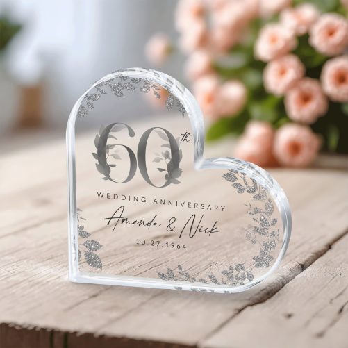 Personalized 60th Anniversary Gift, Diamond 60th Wedding Anniversary Gift, 60th Wedding Anniversary Acrylic Plaque, Gift for Husband Wife
