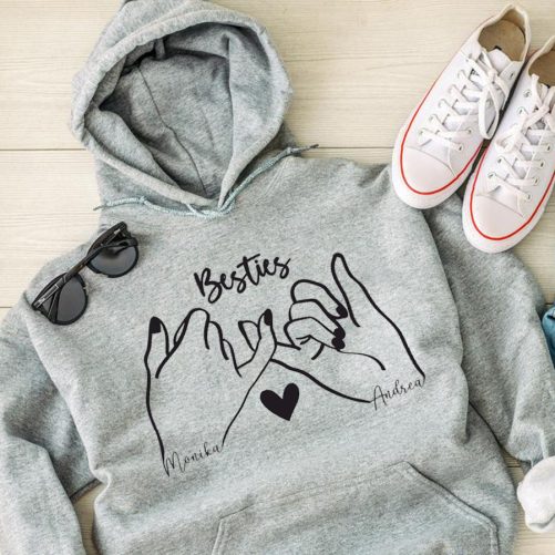 Personalized Best Friend Hoodie Bestie Hands Design   Gift For Best Friend 1
