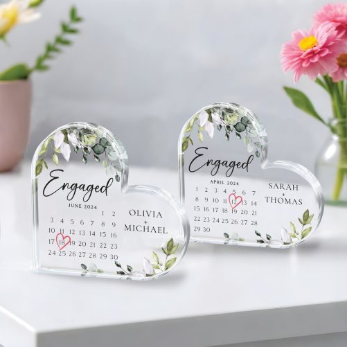 Personalized Engagement Gift, Engaged Calendar Acrylic Plaque gift for couple