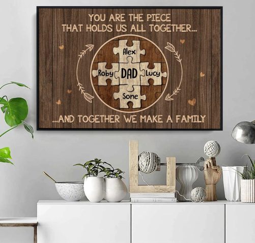 Personalized Father's Day Dad Puzzle   Custom Name Poster Canvas Print 1