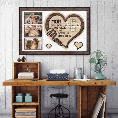 Personalized Mother's Day MOM Puzzle   Custom Photo & Name Poster Canvas Print