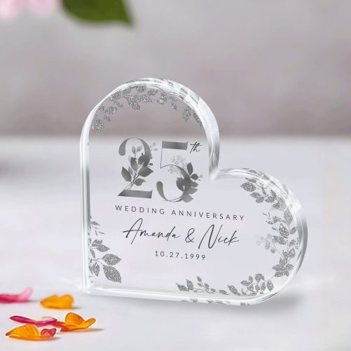 Personalized Silver 25th Anniversary Gift, 25th Anniversary Gift, Silver Anniversary Acrylic Plaque Keepsake, Gift for Husband Wife