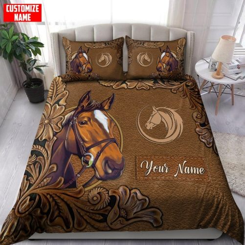 Beebuble Customized Name Horse Bedding Set HN