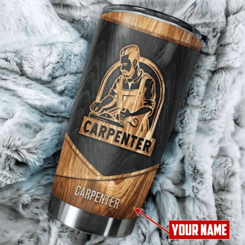 Beebuble Personalized Name Carpenter Stainless Steel Tumbler Sawdust Is Man Glitter 1