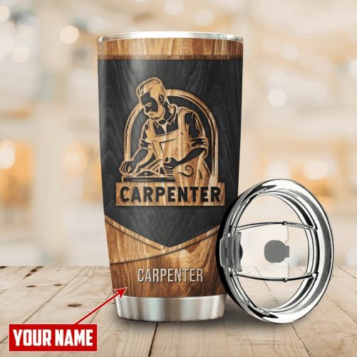 Beebuble Personalized Name Carpenter Stainless Steel Tumbler Sawdust Is Man Glitter 2