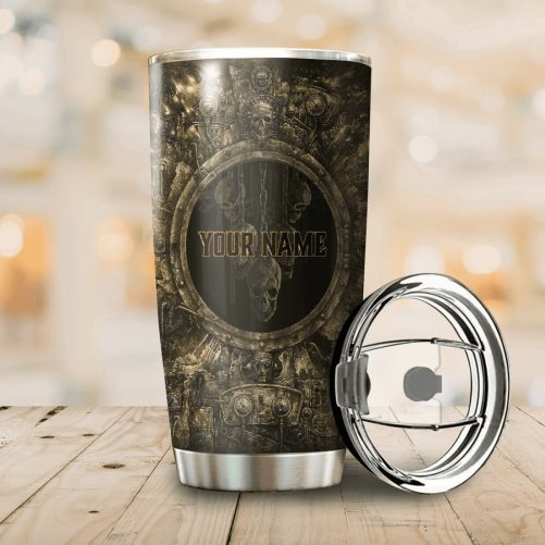 Beebuble Personalized Name Skull Steel Tumbler 1