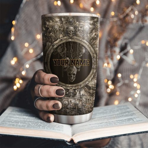 Beebuble Personalized Name Skull Steel Tumbler 2