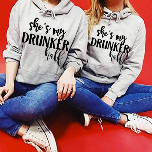 Matching Best Friend Hoodie She's My Drunker Half   Gift For Best Friend  2