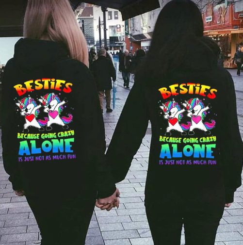 Matching Besties Hoodie Besties Because Going Crazy Unicorn Design   Gift For Bestie  4