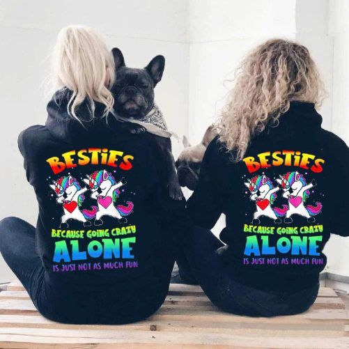 Matching Besties Hoodie Besties Because Going Crazy Unicorn Design   Gift For Bestie