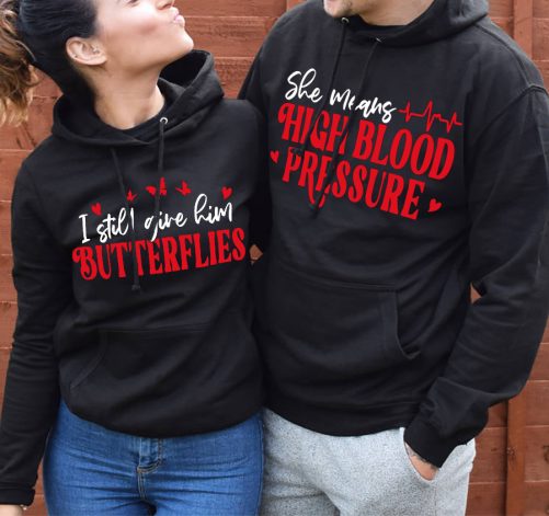 Matching Couple Hoodie I Still Give Him Butterflies   Gift For Couple  2