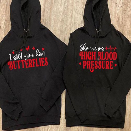 Matching Couple Hoodie I Still Give Him Butterflies   Gift For Couple  3