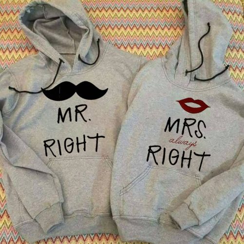 Matching Couple Hoodie Mr Right And Mrs Always Right   Gift For Couple 3