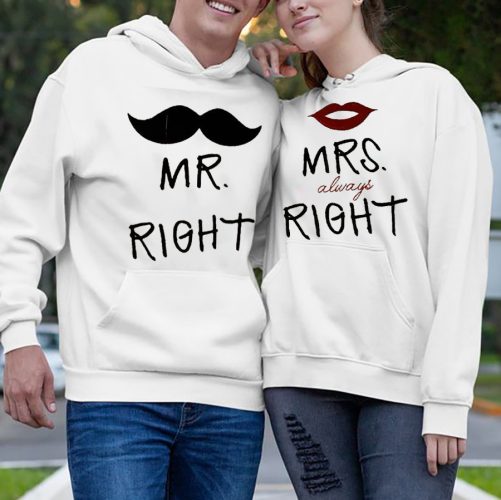Matching Couple Hoodie Mr Right And Mrs Always Right   Gift For Couple 4