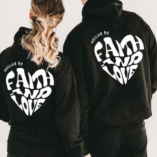 Matching Couple Hoodie United By Faith And Love   Gift For Couple  3