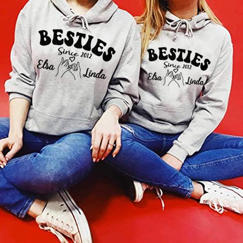 Personalized Matching Best Friend Hoodie Bestie Hand in Hand   Gift For Bestie 1