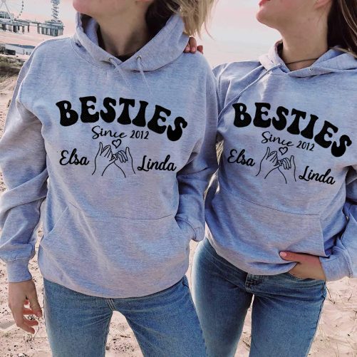 Personalized Matching Best Friend Hoodie Bestie Hand in Hand   Gift For Bestie 2