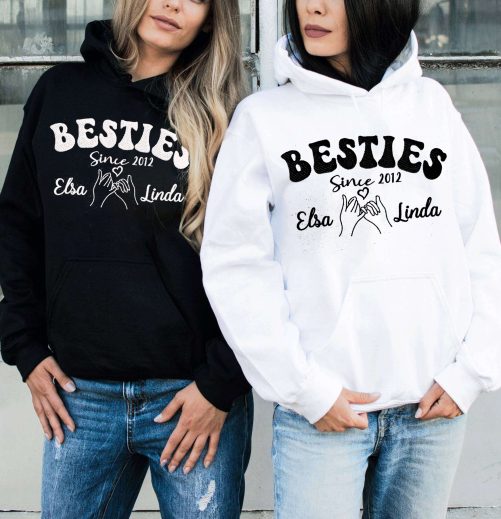 Personalized Matching Best Friend Hoodie Bestie Hand in Hand   Gift For Bestie 3