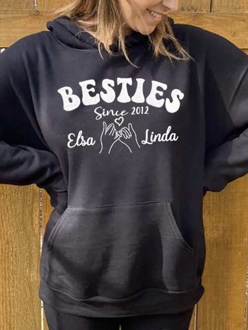 Personalized Matching Best Friend Hoodie Bestie Hand in Hand   Gift For Bestie