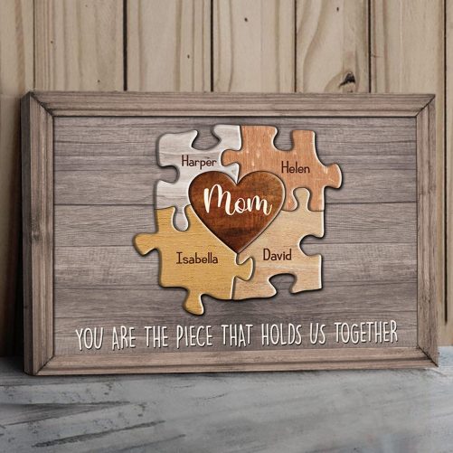 Puzzle Canvas Mom You Are The Piece That Holds Us Together Personalized Canvas Gift For Mother Grandma 1