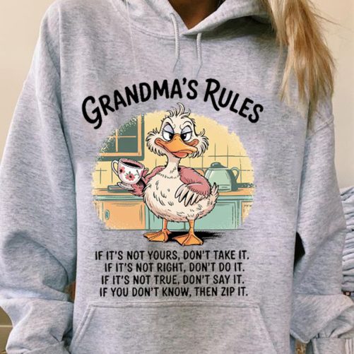 Funny Grandma Hoodie Grandma's Rules If It's Not Yours Dont Take It   Gift For Grandma  4