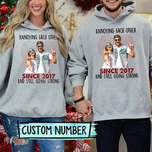 Personalized Couple Hoodie Annoying Each Other Since Custom Photo And Year   Gift For Couple  1