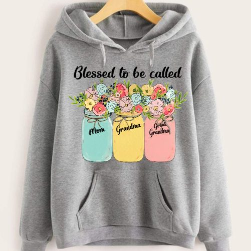 Personalized Grandma Hoodie Blessed To Be Called Grandma Flower Vases Custom Title   Gift For Grandma  1
