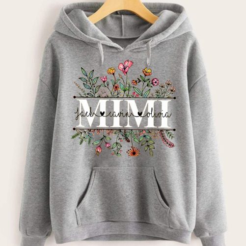Personalized Grandma Hoodie Floral Grandma Custom Title And Kid Name   Gift For Grandma  1